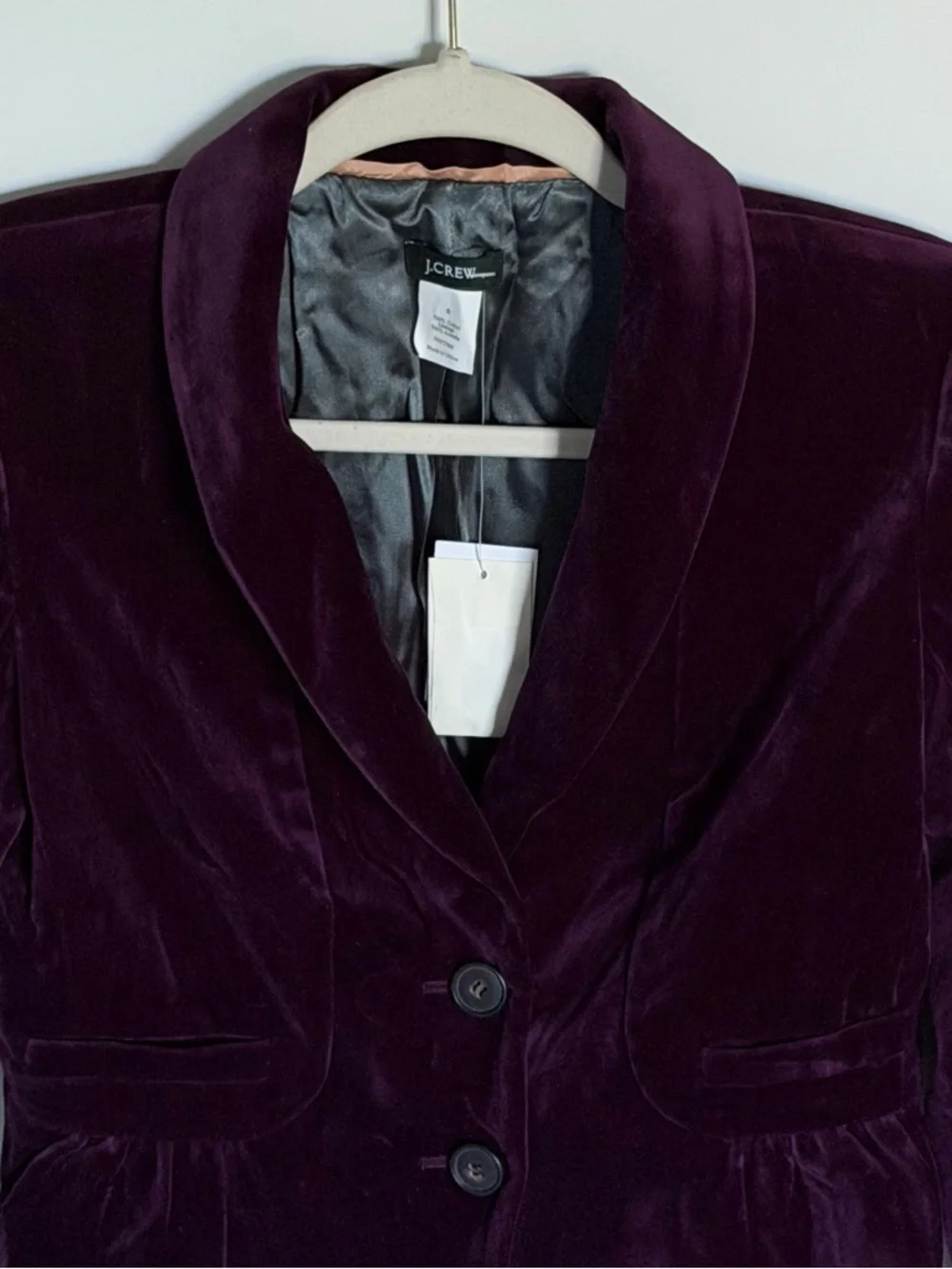NEW J. Crew Women's Deep Plum Eden Velvet Blazer Jacket Size 0 39667